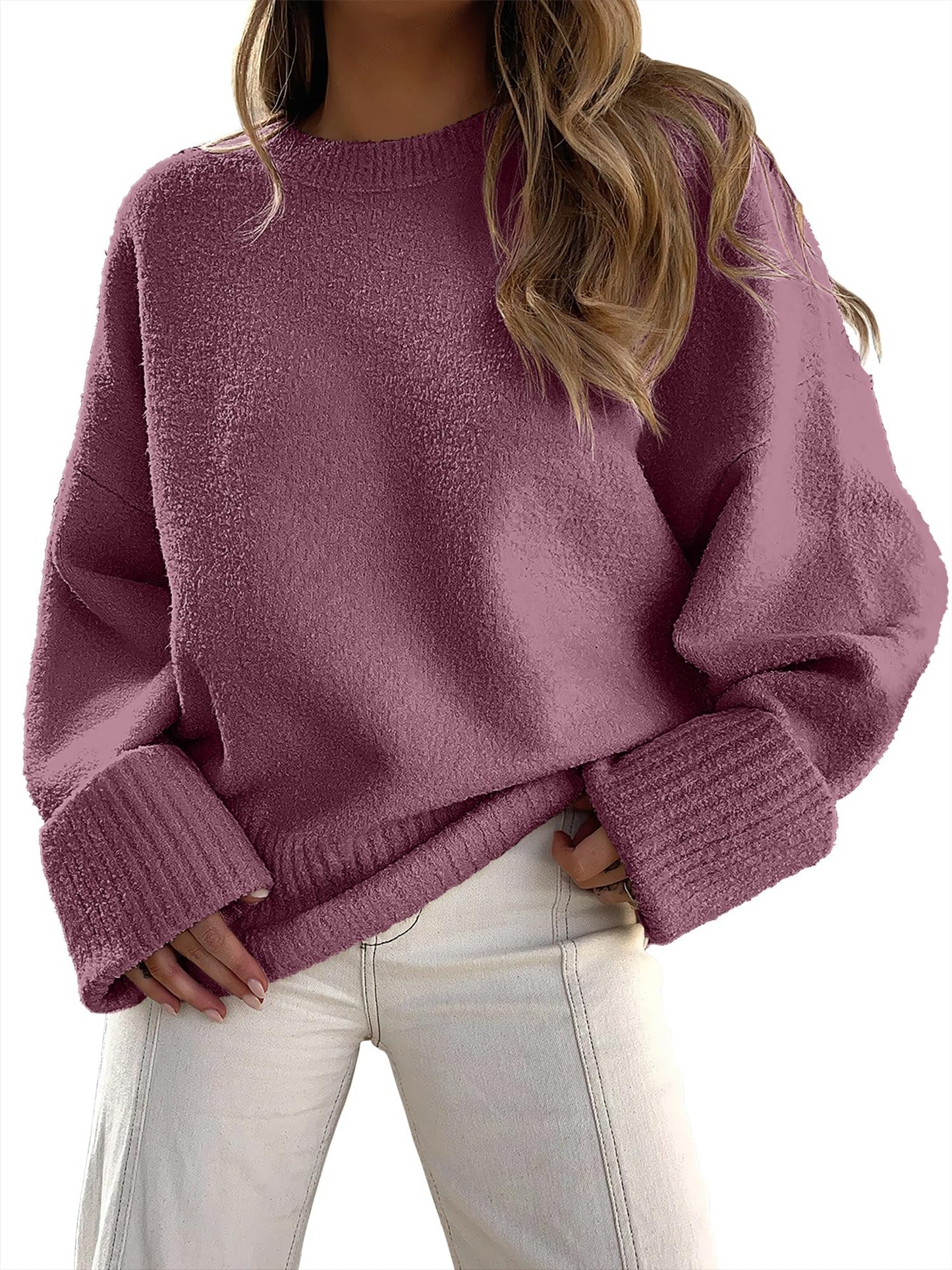 Luniro Oversized Sweaters for Women Crewneck Long Sleeve Chunky Knit Pullover Sweater Tops 2025 Fall