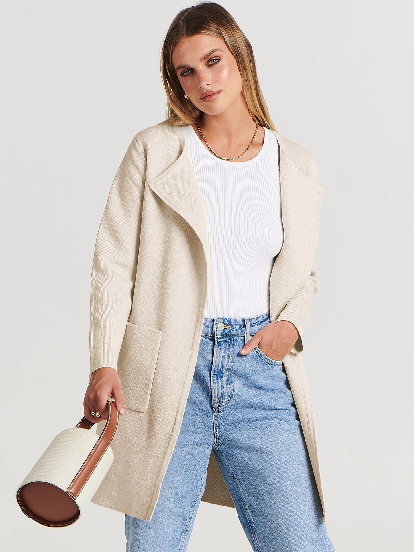 Luniro Womens Fall Jackets Oversized Trench Coat Open Front Casual Long Cardigan Sweater Clothing