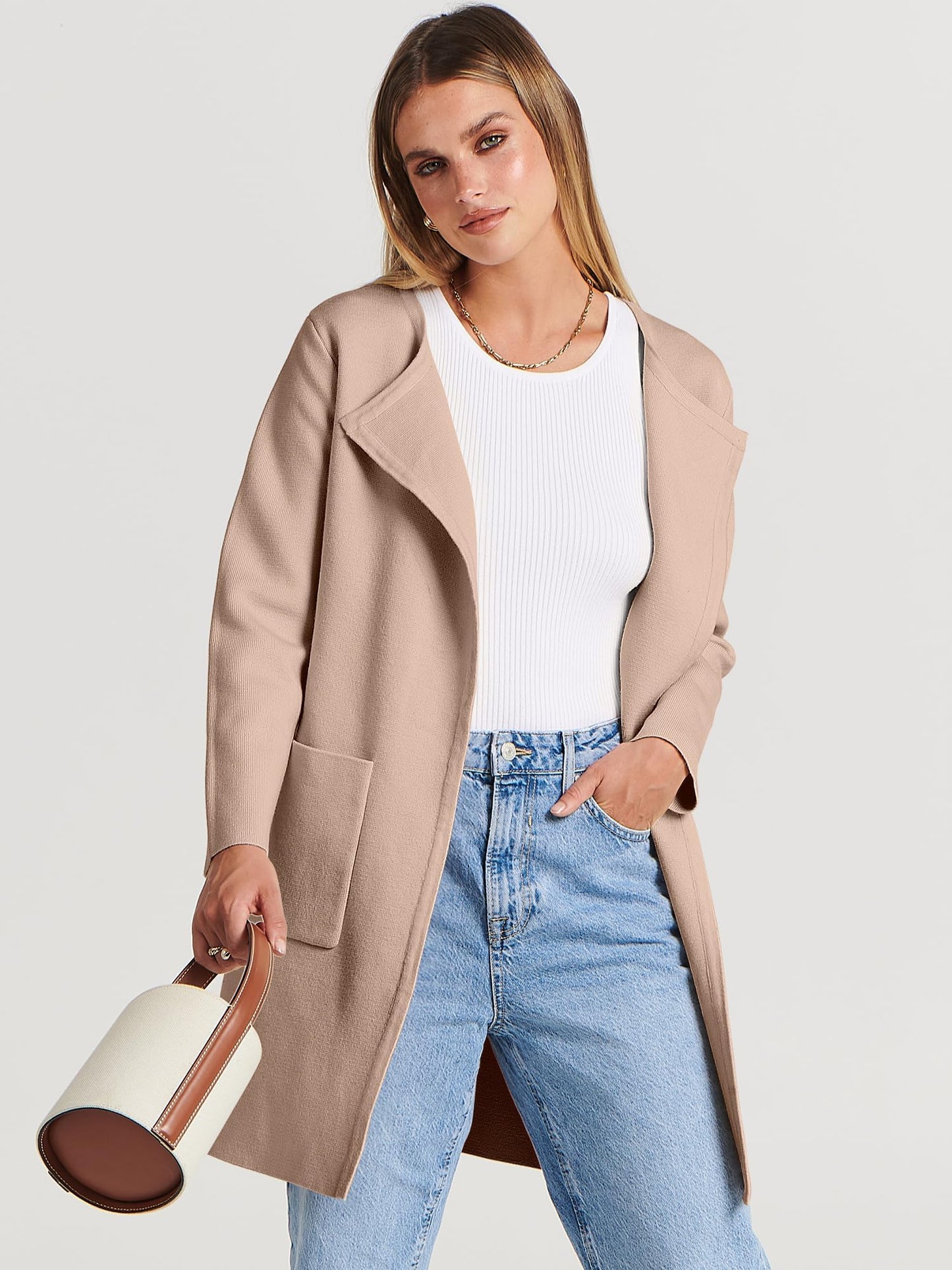 Luniro Womens Fall Jackets Oversized Trench Coat Open Front Casual Long Cardigan Sweater Clothing