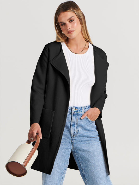 Luniro Womens Fall Jackets Oversized Trench Coat Open Front Casual Long Cardigan Sweater Clothing