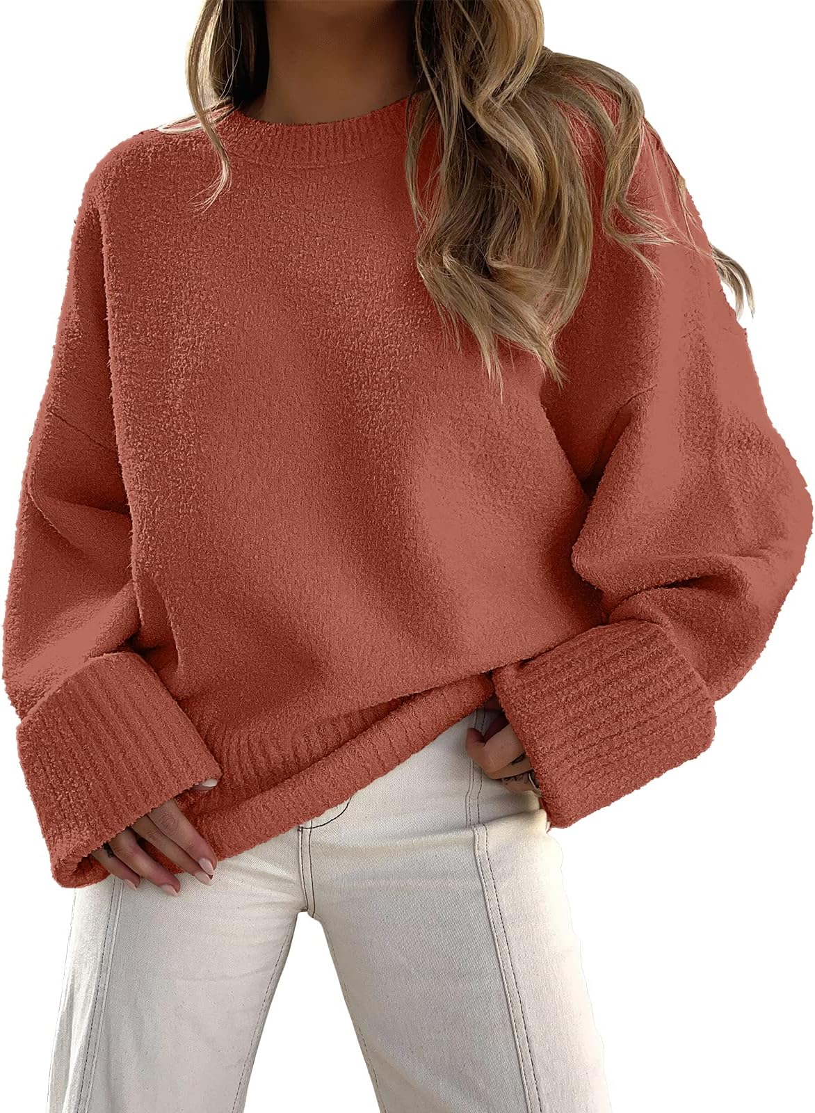 Luniro Oversized Sweaters for Women Crewneck Long Sleeve Chunky Knit Pullover Sweater Tops 2025 Fall