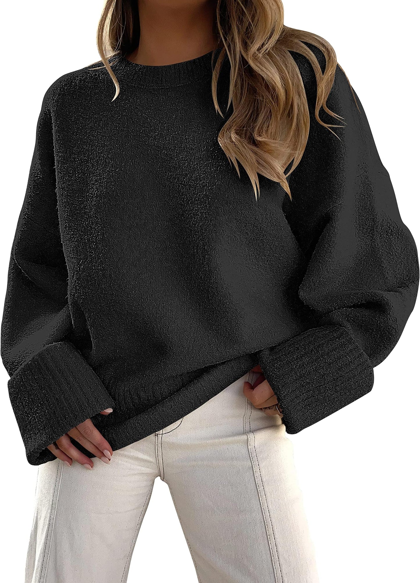 Luniro Oversized Sweaters for Women Crewneck Long Sleeve Chunky Knit Pullover Sweater Tops 2025 Fall