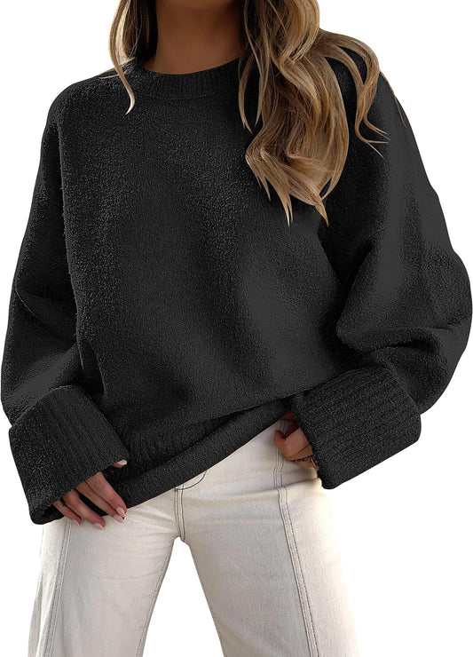 Luniro Oversized Sweaters for Women Crewneck Long Sleeve Chunky Knit Pullover Sweater Tops 2025 Fall